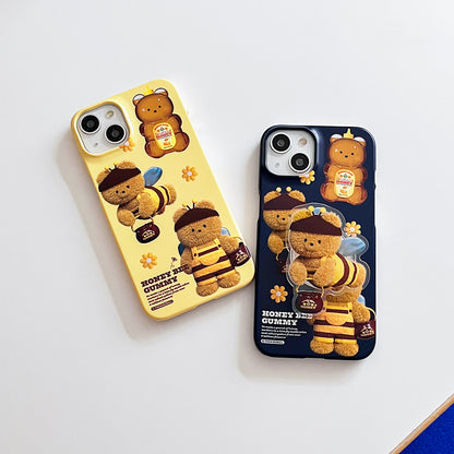 Pattern Honey Bee Gummy Phone Case (Hard/Card Storage) (2色)