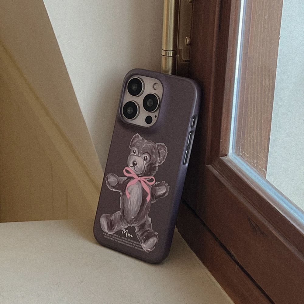 Drawing Teddy Bear Phone Case (Hard/Card Storage)(2色)