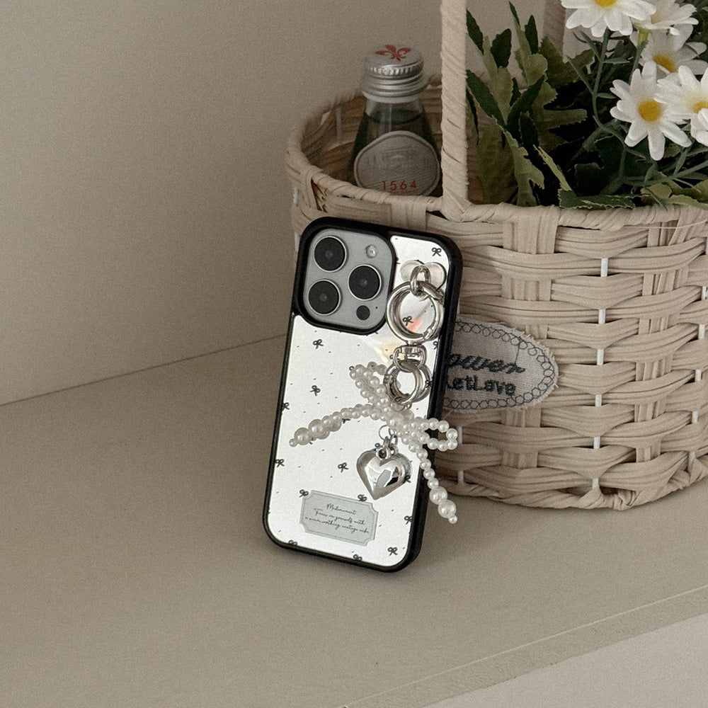 【Set】Small Ribbon Pattern (Mirror Bumper Case)+Tag Holder+Keyring