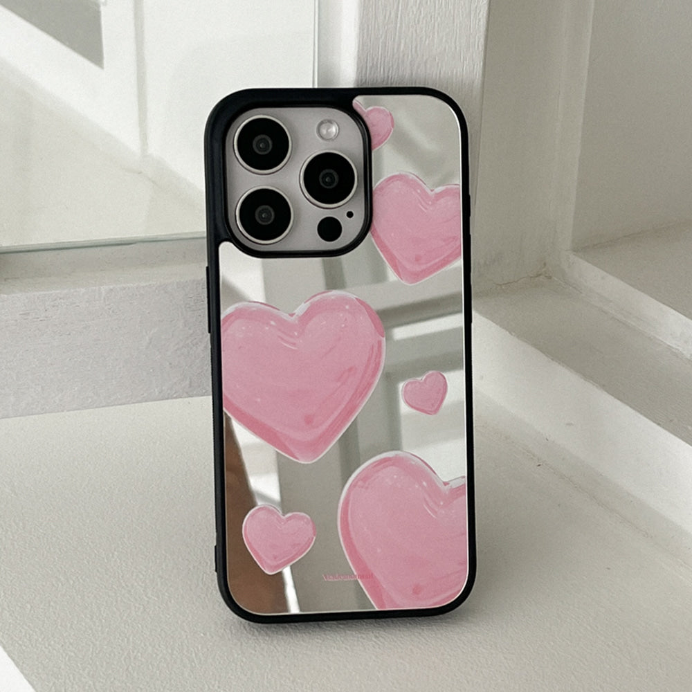 Clear Heart Pattern Mirror Bumper Case (鏡面殼) (3色)