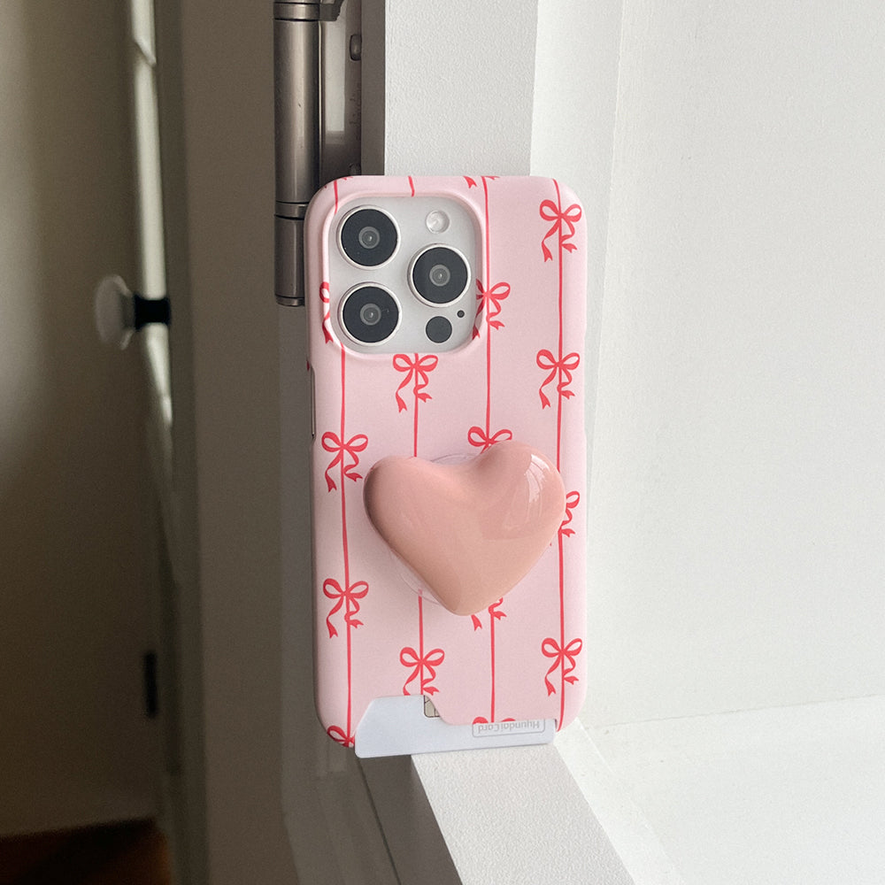 Line Ribbon Pattern Phone Case (Hard/Card Storage) (4色)