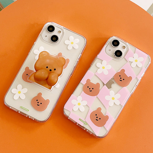 Checkerboard Daisy Gummy Phone Case (Clear/Tank Clear/Clear Card Storage)