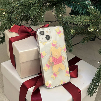 Pattern Fluffy Heart Snow Phone Case (Clear/Tank Clear/Clear card storage)