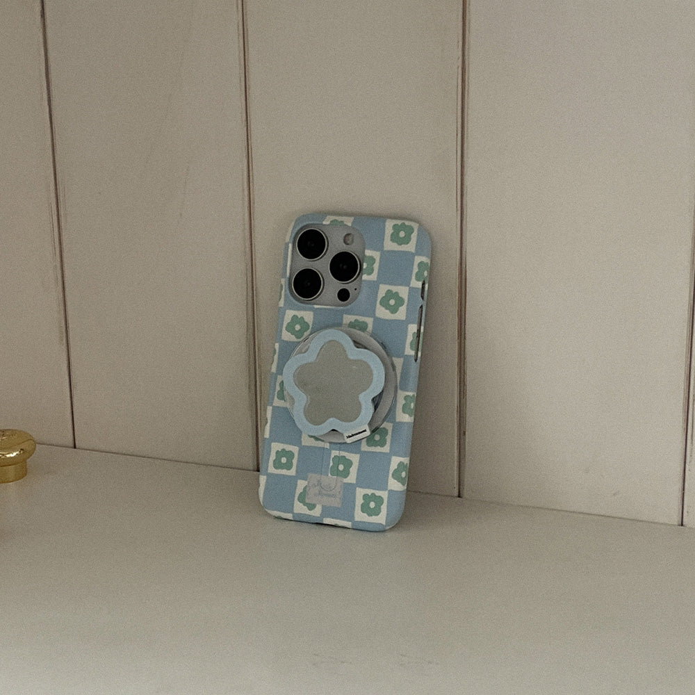 Floral Check Phone Case (Hard/Card Storage/Magsafe) (4色)