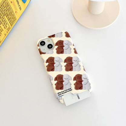 Pattern Hug Puppy Phone Case (Hard/Card Storage) (2色)