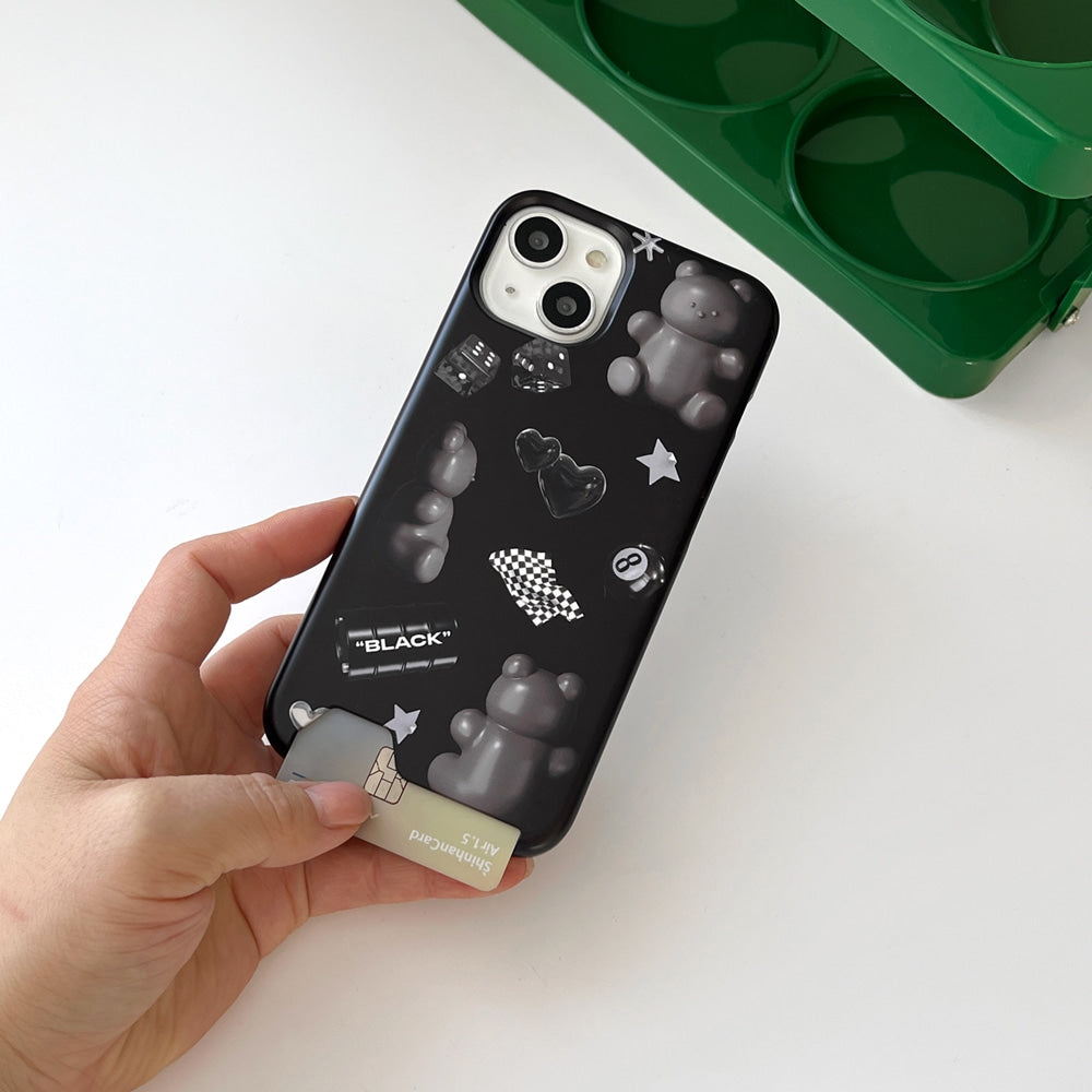 Black Objet Sticker Phone Case (Hard/Card Storage)