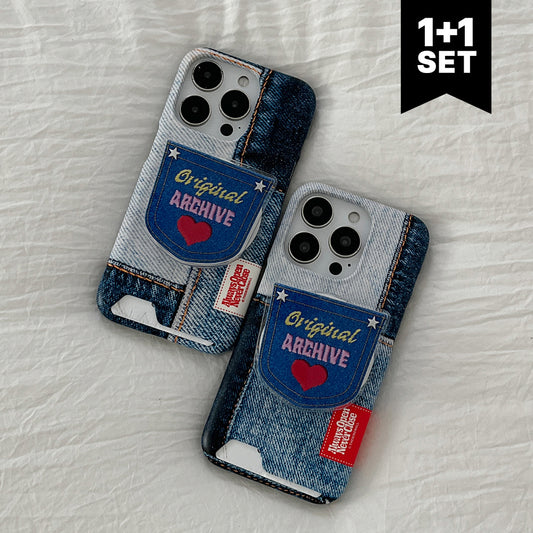 【Set】Vintage Denim Patch Label (Magsafe Card Storage) + Magsafe Tok