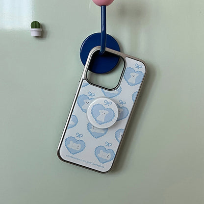 Vintage Ribbon Puppy Phone Case (Silver bumper)