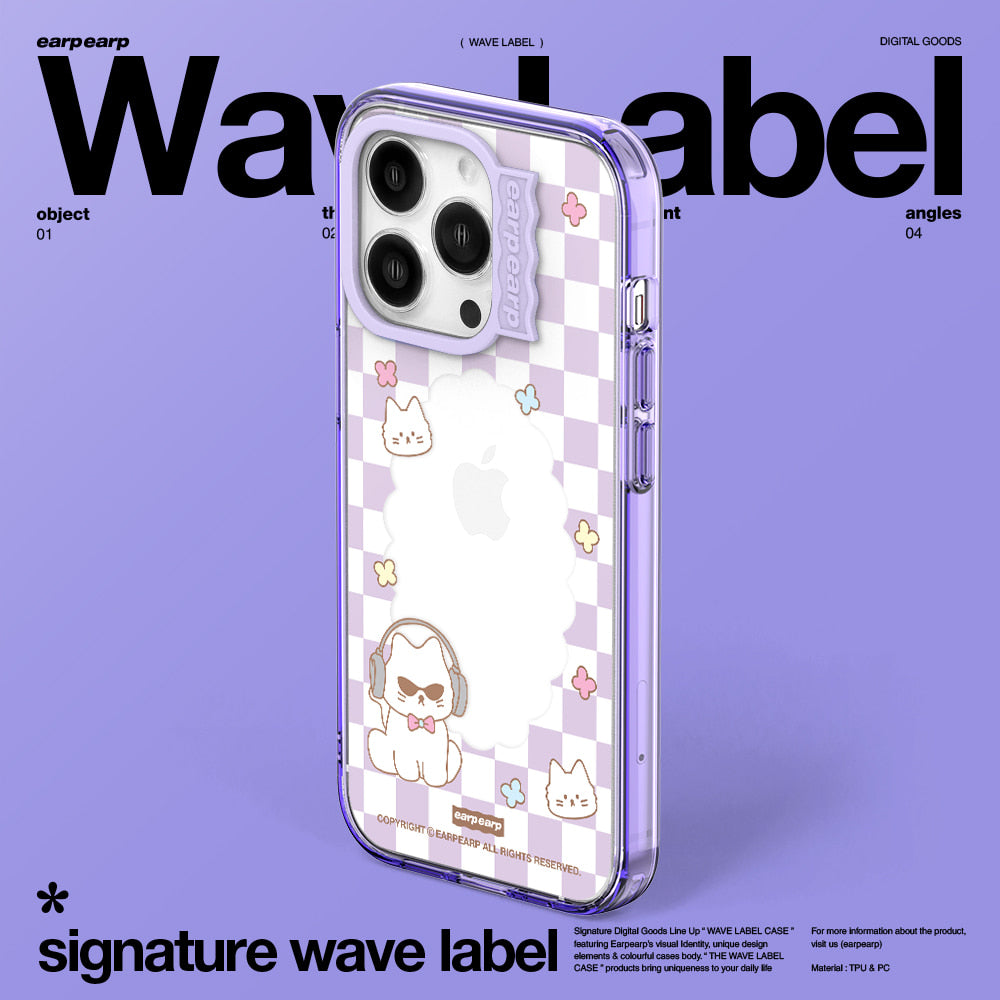 CHECKER BOARD CHICHI FRAME-PURPLE (Wave Label Clear Case)