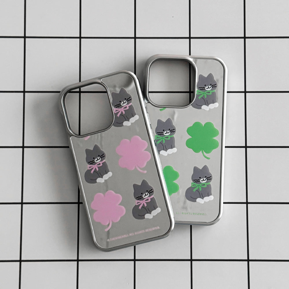 Clover Hey Cat Pattern Phone Case (Mirror silver bumper case)
