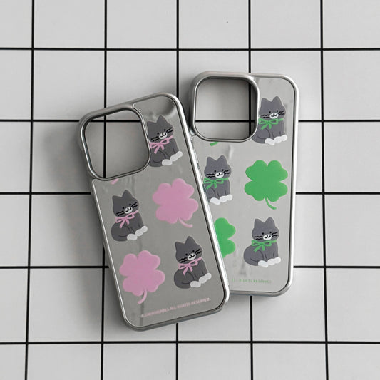Clover Hey Cat Pattern Phone Case (Mirror silver bumper case)