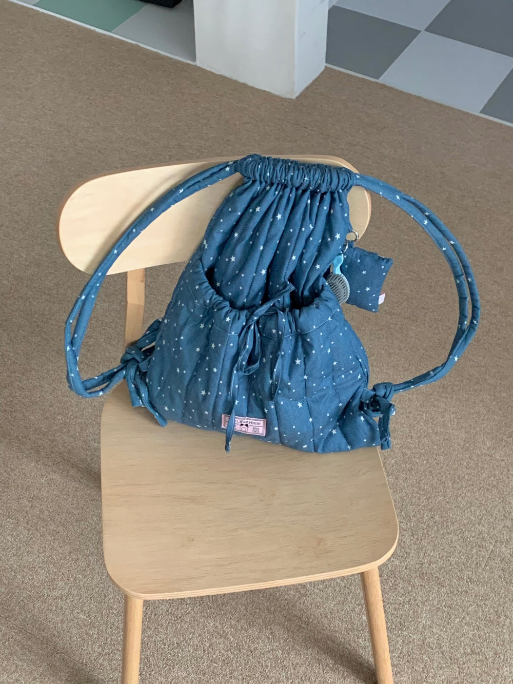 【預售】Olivet Padded Ribbon String Bag (denim star)