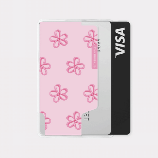 Theninemall Pink Line Flower Pattern Magsafe Card Zip