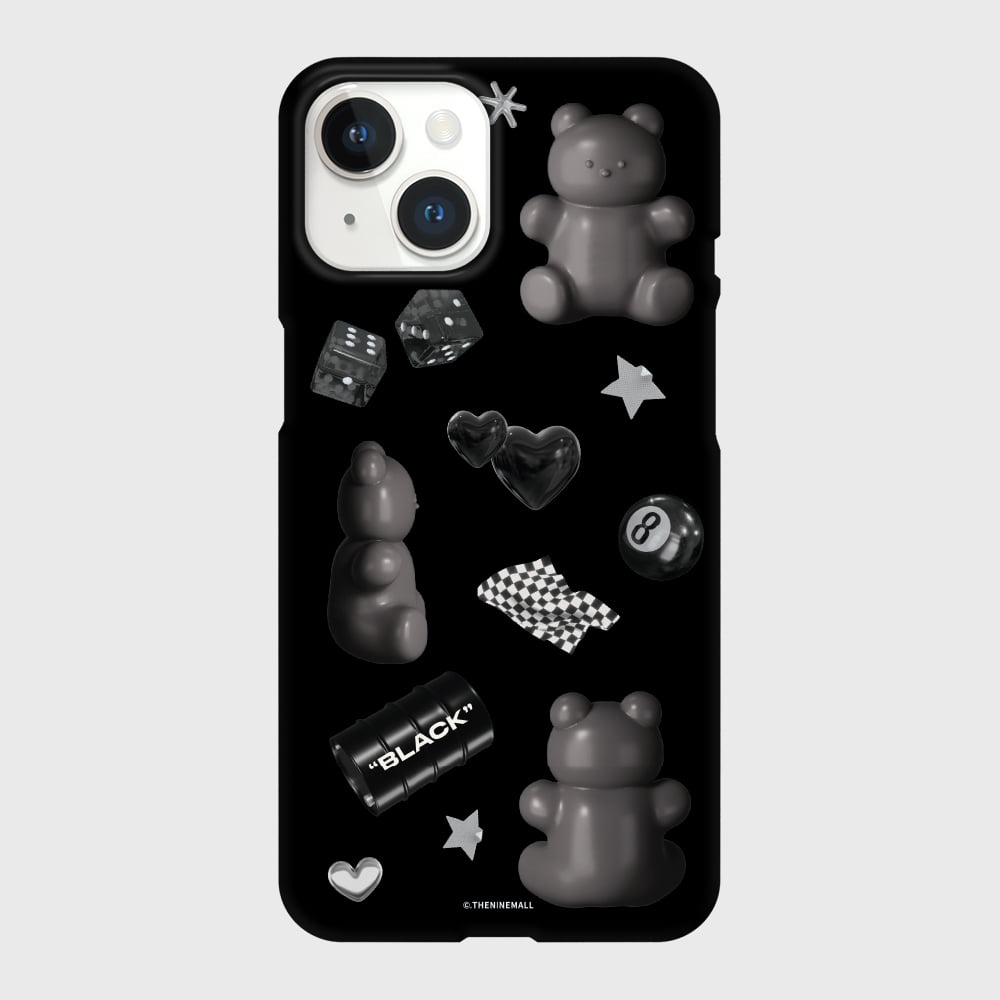 Black Objet Sticker Phone Case (Hard/Card Storage)