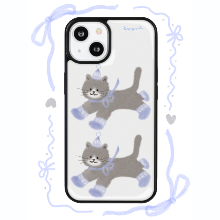 Eppah Winter Knit Cat (Pink/Blue) Case (Epoxy bumper/Glass/Magsafe)
