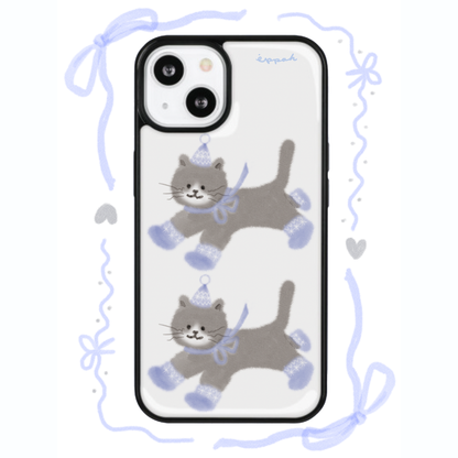Eppah Winter Knit Cat (Pink/Blue) Case (Epoxy bumper/Glass/Magsafe)