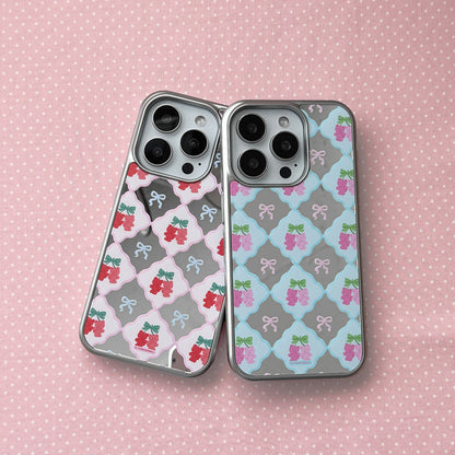 Cherry Gummy Checkerboard Phone Case (Mirror silver bumper case)