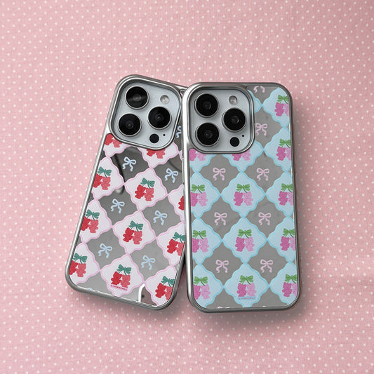 Cherry Gummy Checkerboard Phone Case (Mirror silver bumper case)