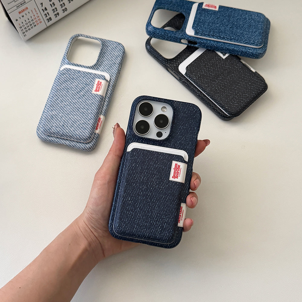 【Set】Denim Color Label (Magsafe Hard) + Card Slot
