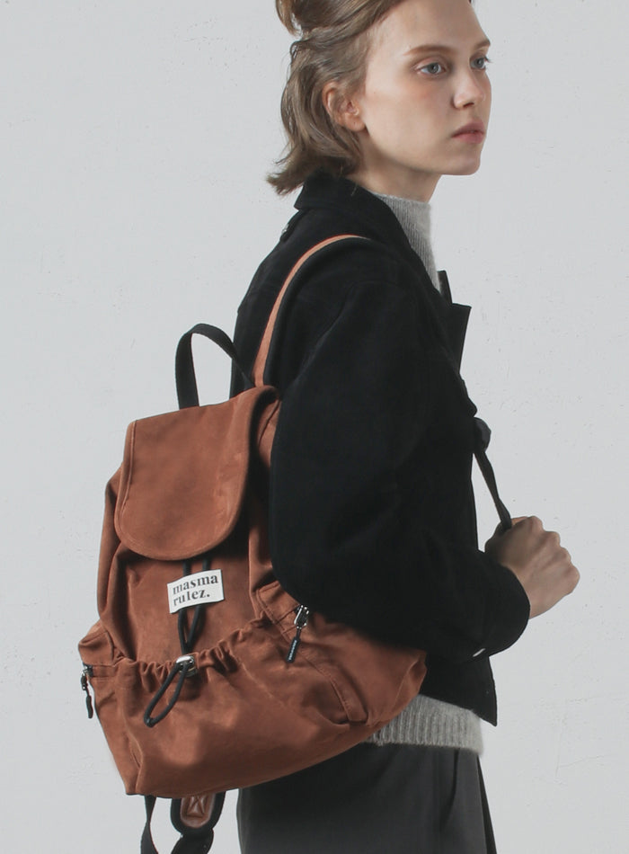 Masmarulez Mini ver. Suede flap backpack _ Brown
