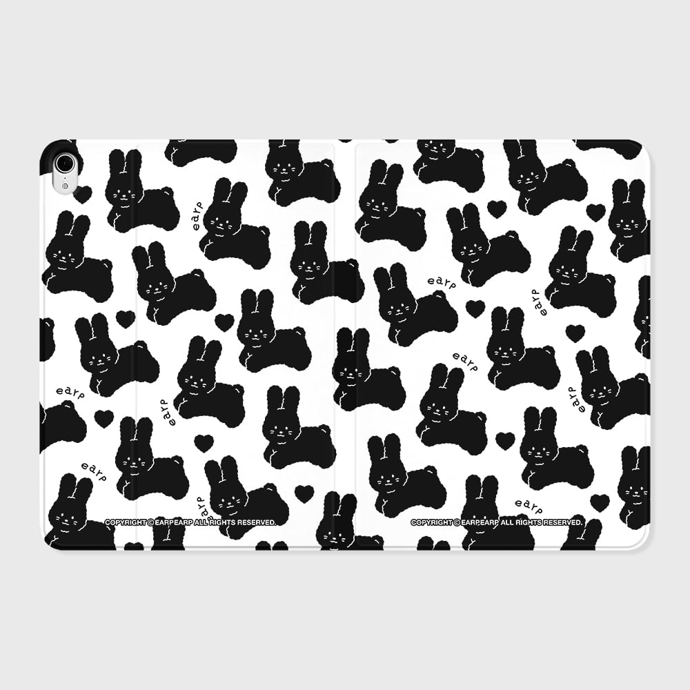 2D HOPPING BLACK POPO-WHITE IPAD COVER