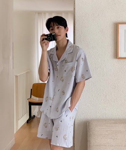 Juuneedu Mocha Cotton Short Sleeves Pajamas (2色) 短袖睡衣
