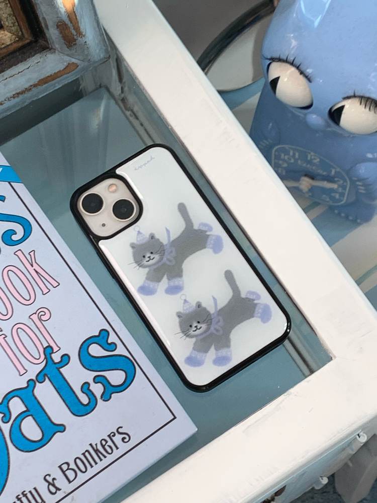 Eppah Winter Knit Cat (Pink/Blue) Case (Epoxy bumper/Glass/Magsafe)