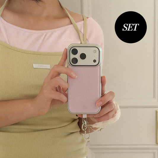 【Set】Pink Edition (Silver Bumper Case)+ 手機繩
