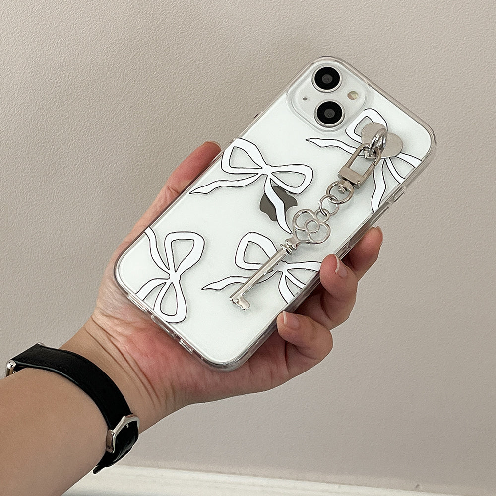 Pattern White Ribbon Phone Case (Clear/Tank 透明/透明Tank款)