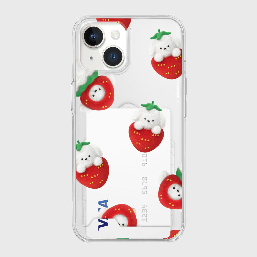 Pattern Strawberry Ppokku Phone Case (Clear/Tank Clear/Clear Card Storage)