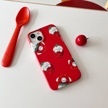 Pattern Strawberry Ppokku Phone Case (Hard/Card Storage) (2色)