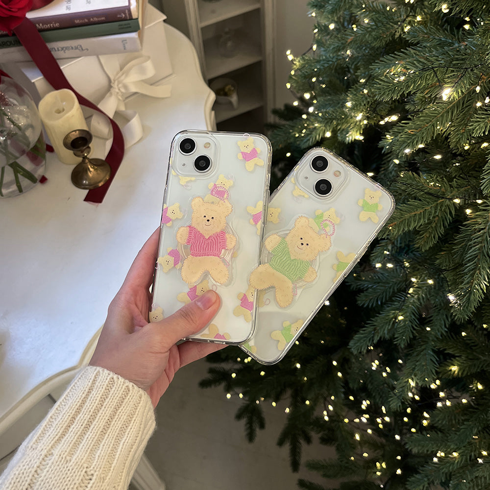 Pattern Fluffy Heart Snow Phone Case (Clear/Tank Clear/Clear card storage)