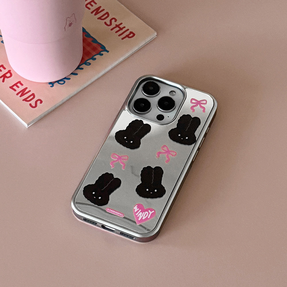 Pattern Black Windy Phone Case (Mirror silver bumper case)