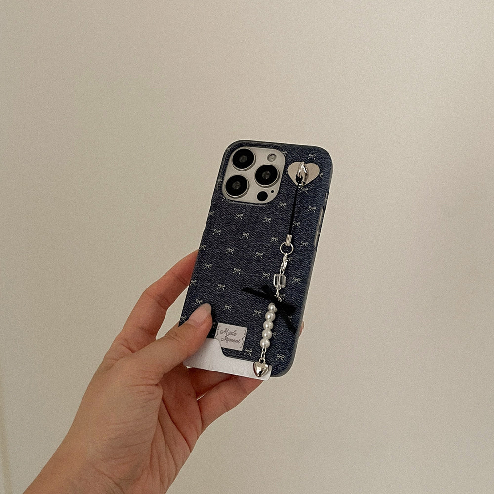 【Set】Denim Bloom (硬殼插卡款)+Tag holder+Keyring