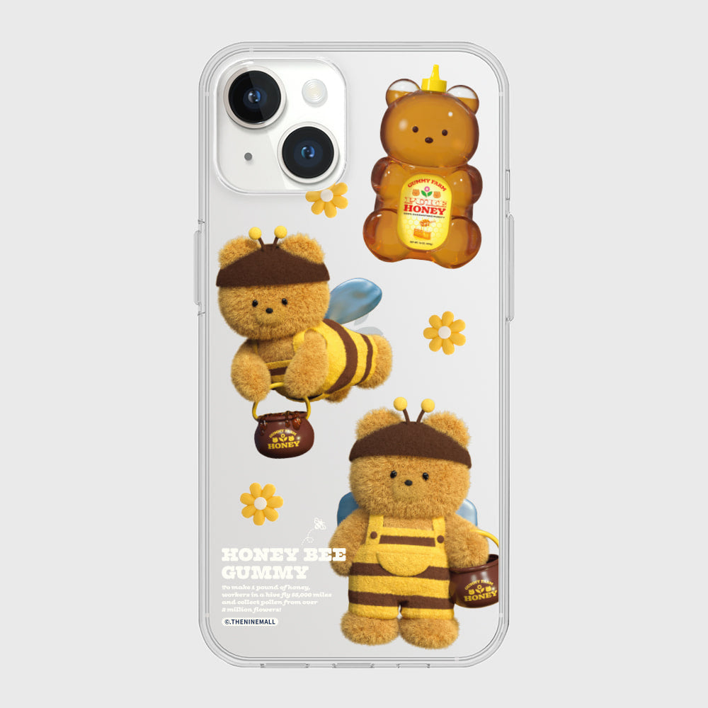 Pattern Honey Bee Gummy Phone Case (Clear/Tank Clear/Clear Card Storage)