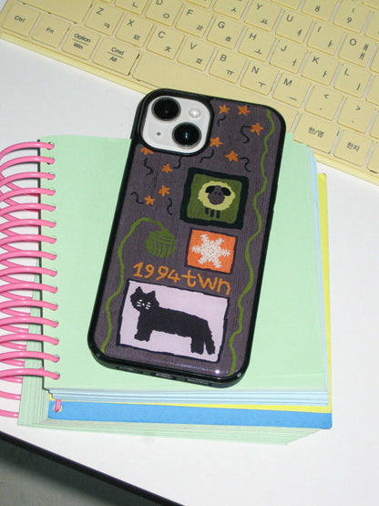 [Pre-order] Twiner Cat and Knits-Grey Phone Case (Epoxy)