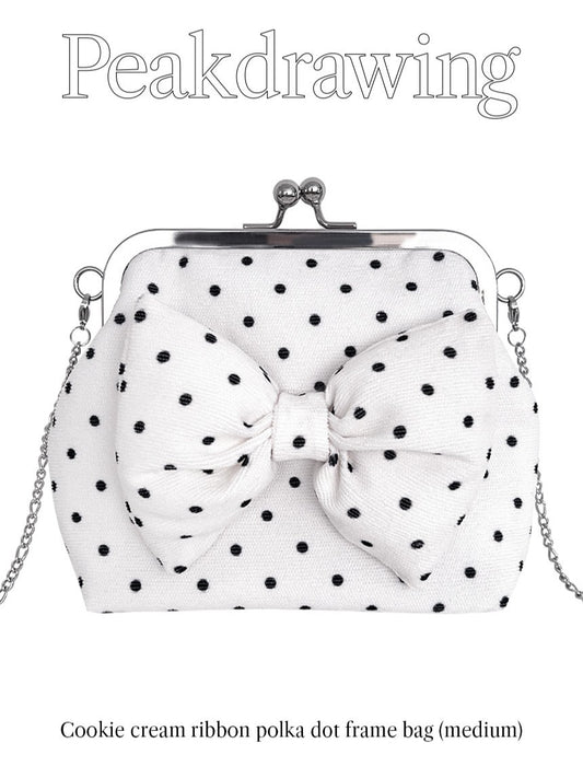 Peakdrawing Medium cookies ribbon polkadot frame bag (2款)