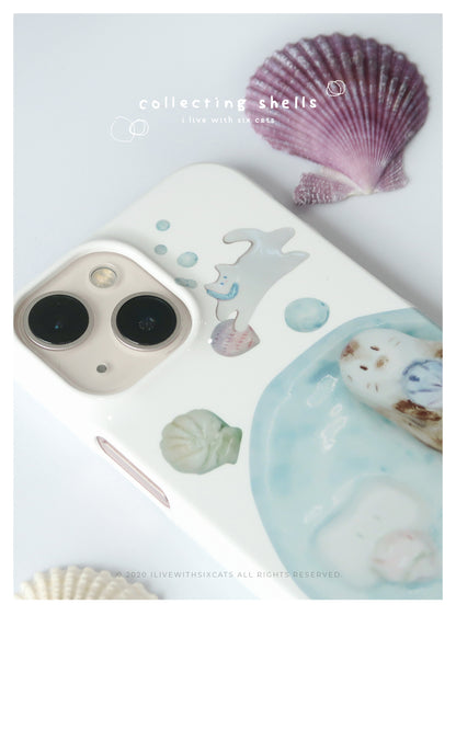 I live with six cats Collecting Shells Phone Case (Glossy Hard 光面硬殼)