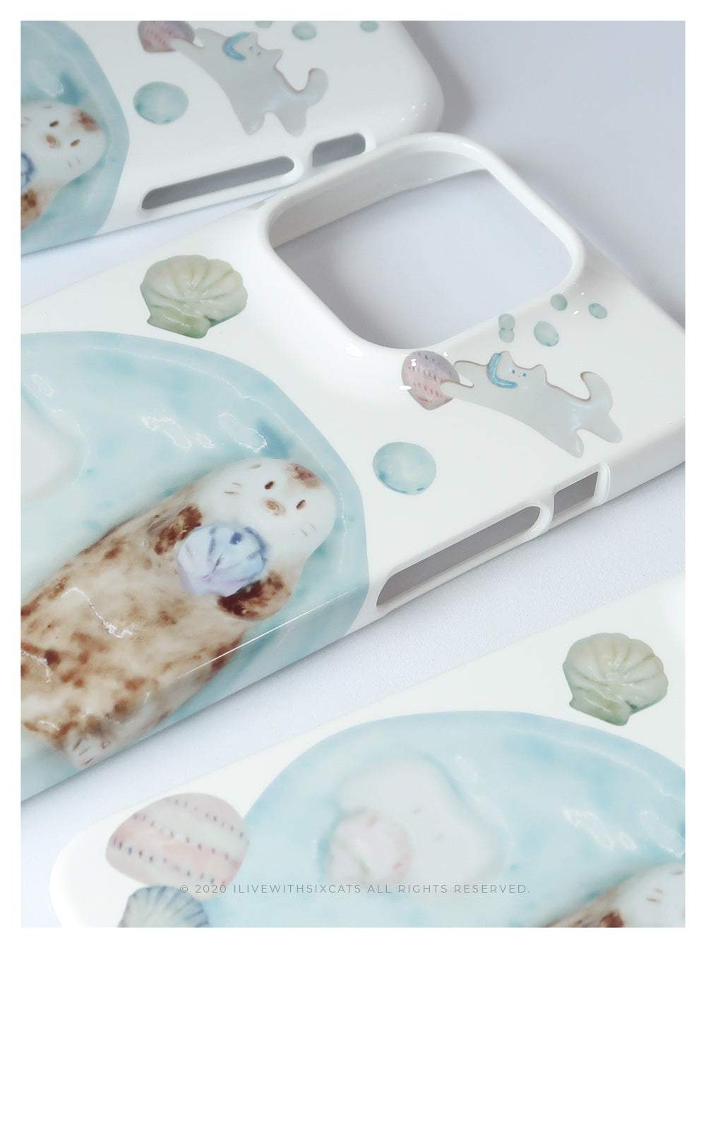 I live with six cats Collecting Shells Phone Case (Glossy Hard 光面硬殼)