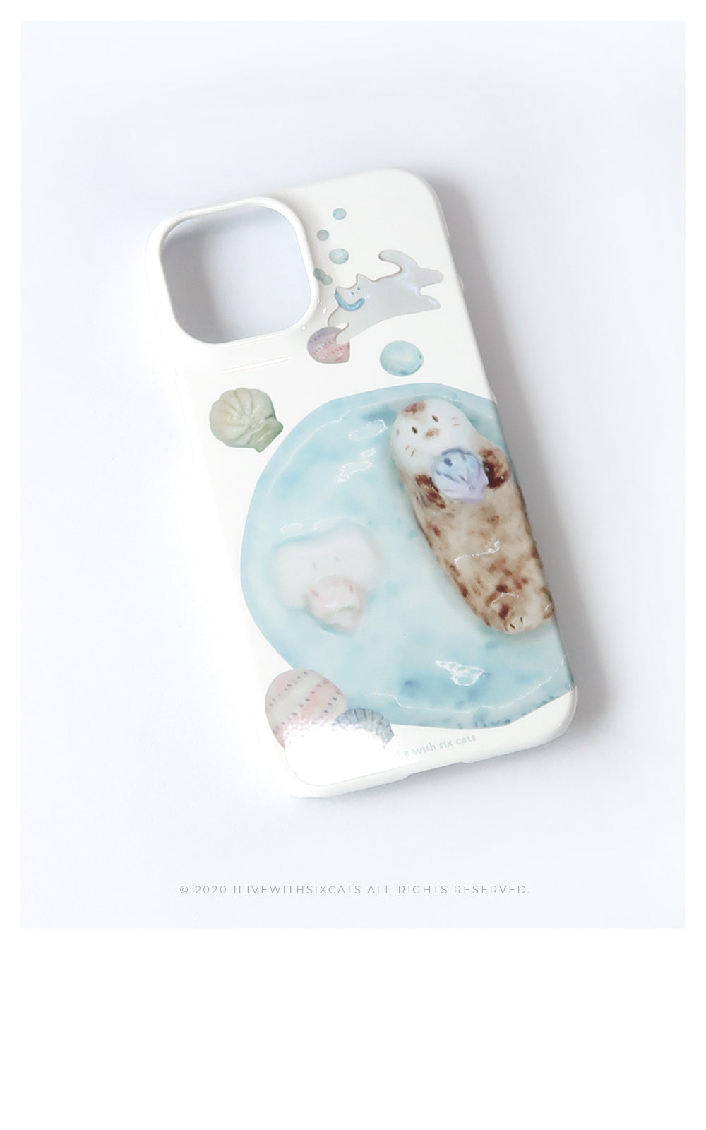 I live with six cats Collecting Shells Phone Case (Glossy Hard 光面硬殼)