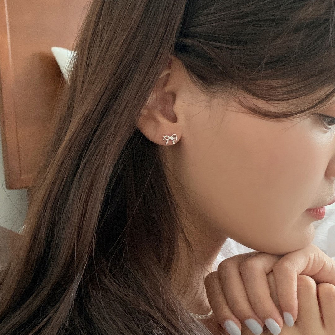 [Silver925] Pony Ribbon Silver Earrings