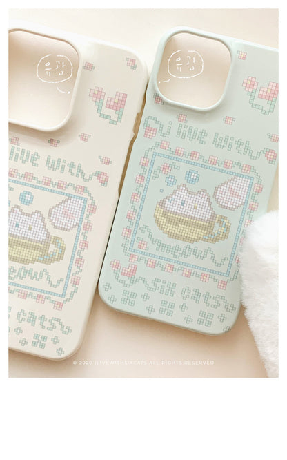 I live with six cats meow teahouse phone case (Hard 硬殼)