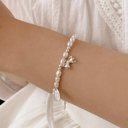 [SOMBI/Silver925] Ivy Ribbon Freshwater Pearl Silver Bracelet