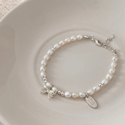 [SOMBI/Silver925] Ivy Ribbon Freshwater Pearl Silver Bracelet