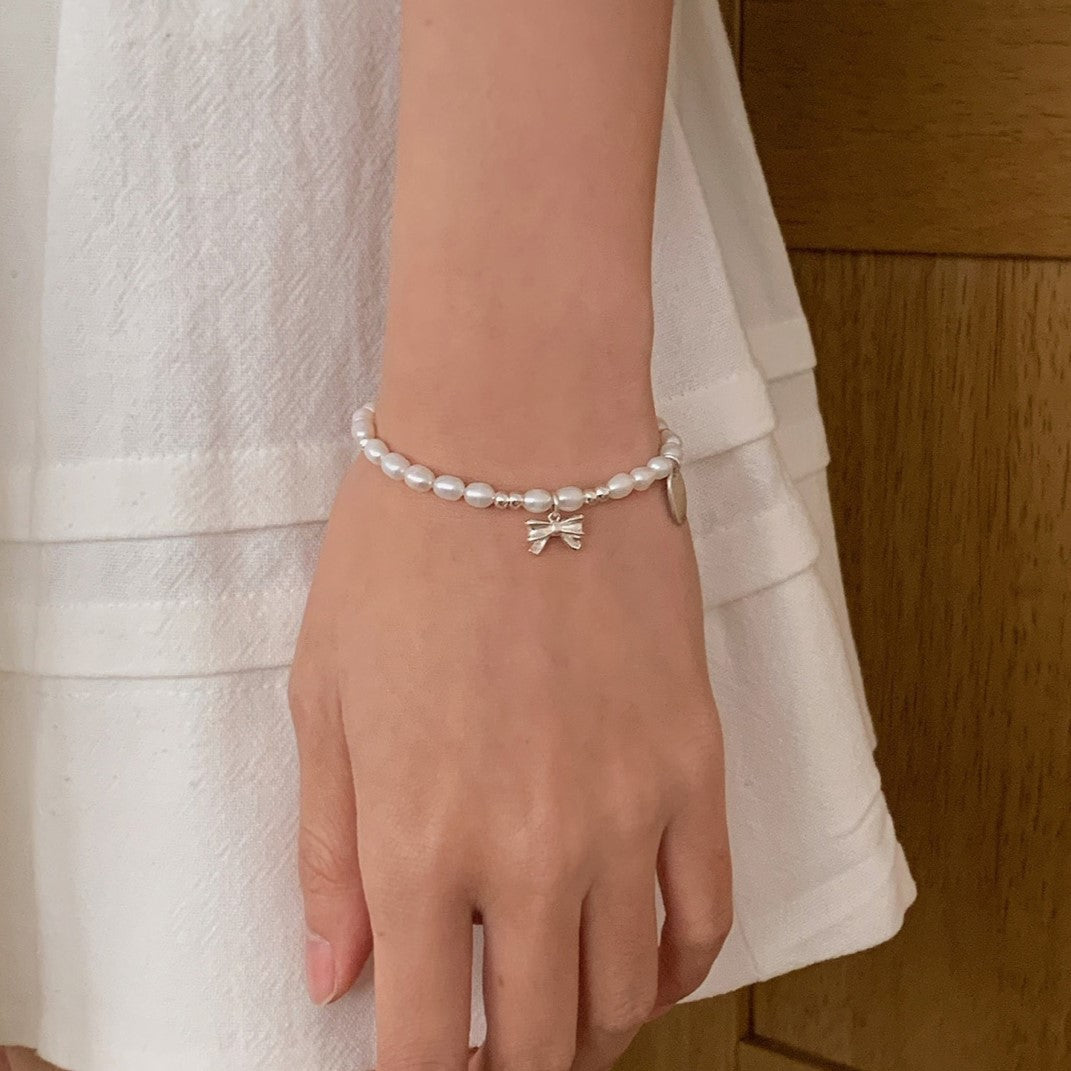 [SOMBI/Silver925] Ivy Ribbon Freshwater Pearl Silver Bracelet