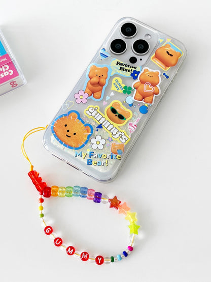 【1+1 Set】Gummy Sticker Pattern (透明流沙殼) + Keyring