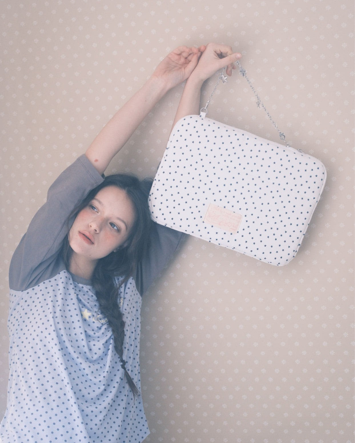 Cozing Star Chain Notebook pouch_cotton white (13/15 inch)