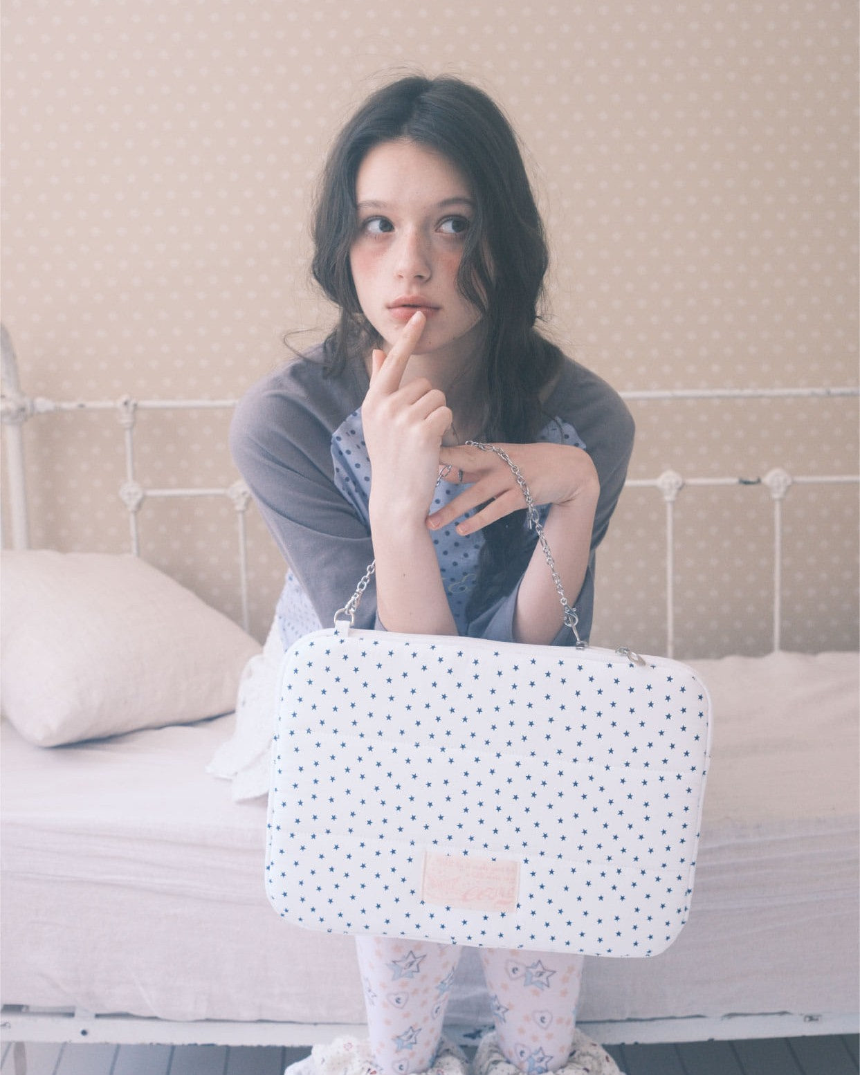 Cozing Star Chain Notebook pouch_cotton white (13/15 inch)