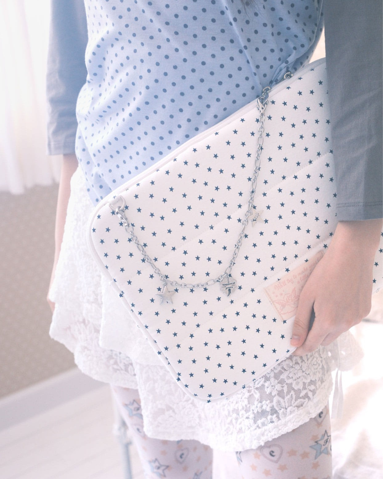 Cozing Star Chain Notebook pouch_cotton white (13/15 inch)