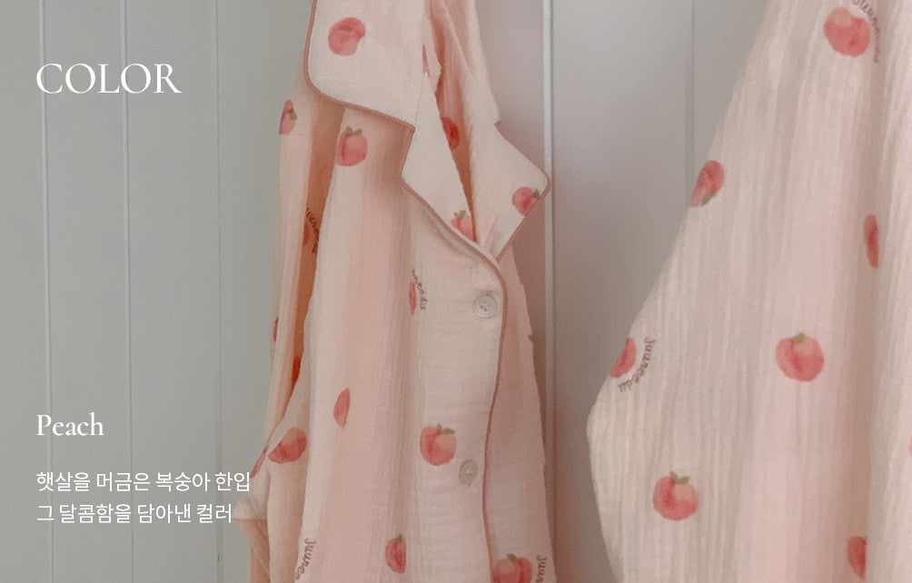 Juuneedu Peach Long Sleeves Pajamas Set 長袖睡衣套裝